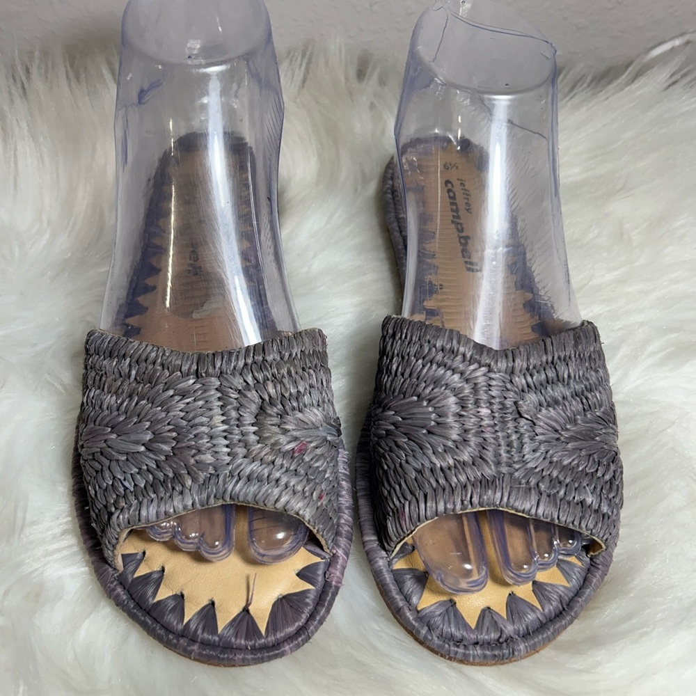 JEFFREY CAMPBELL Dana Raffia Slide Sandals Purple Size 6.5 - Picture 2 of 8